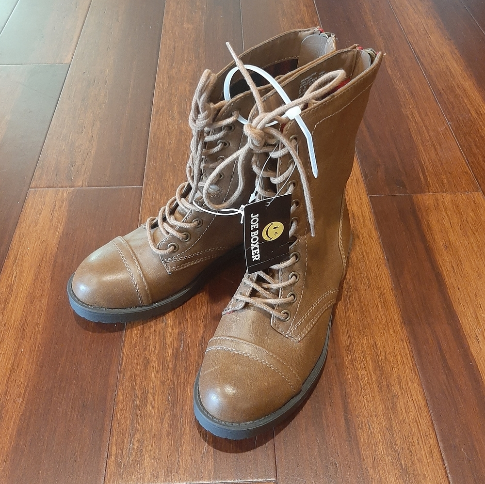 NWT Joe Boxer midi brown lace and zip rider boot